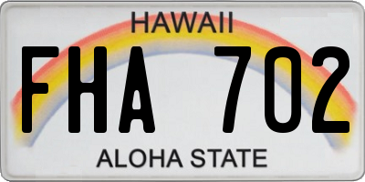 HI license plate FHA702