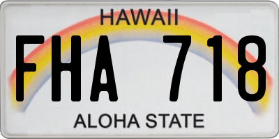 HI license plate FHA718