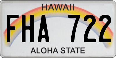 HI license plate FHA722