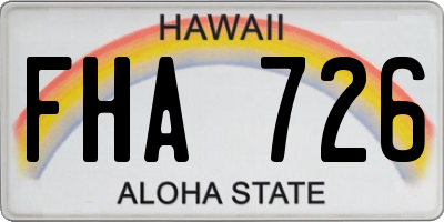 HI license plate FHA726