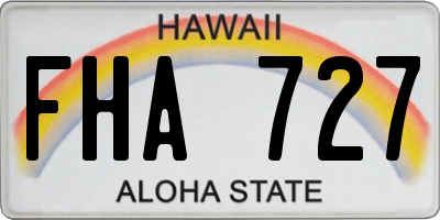 HI license plate FHA727