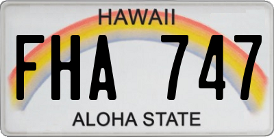 HI license plate FHA747