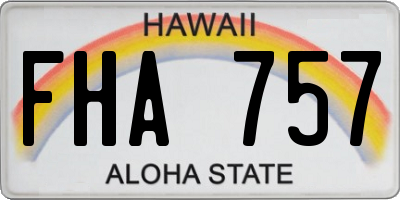 HI license plate FHA757