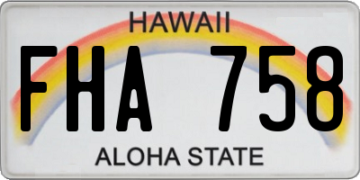 HI license plate FHA758