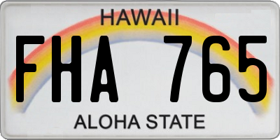 HI license plate FHA765