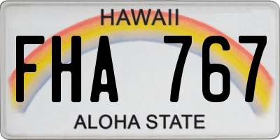 HI license plate FHA767