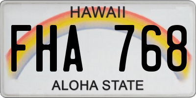 HI license plate FHA768
