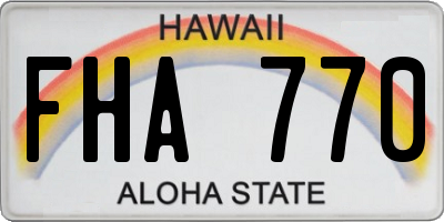 HI license plate FHA770