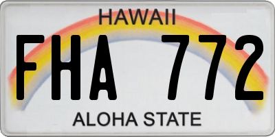 HI license plate FHA772