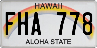 HI license plate FHA778