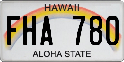 HI license plate FHA780