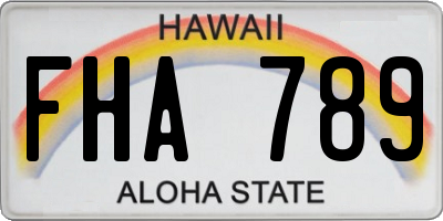 HI license plate FHA789