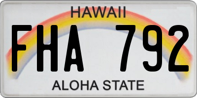 HI license plate FHA792