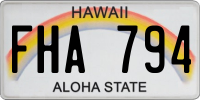 HI license plate FHA794