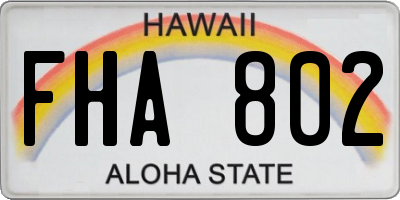 HI license plate FHA802