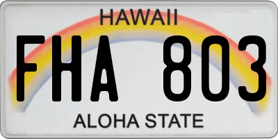 HI license plate FHA803