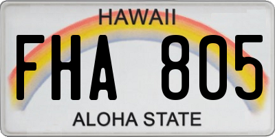 HI license plate FHA805
