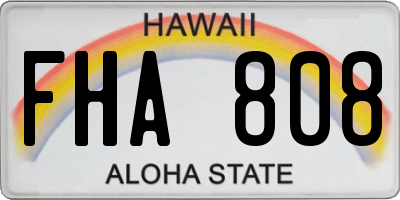 HI license plate FHA808