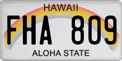 HI license plate FHA809
