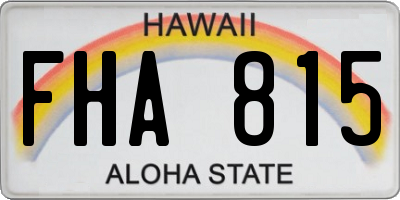 HI license plate FHA815