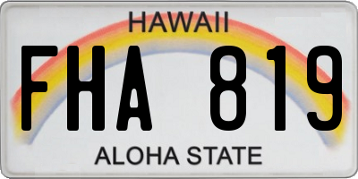 HI license plate FHA819