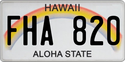HI license plate FHA820