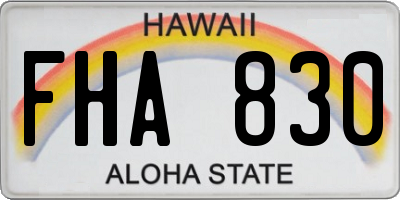 HI license plate FHA830