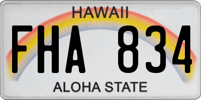 HI license plate FHA834