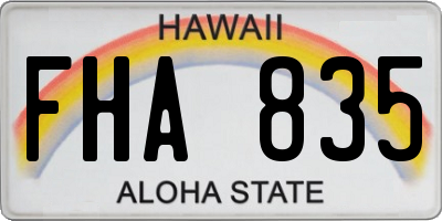 HI license plate FHA835