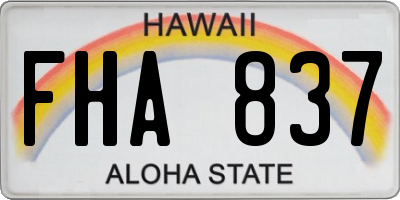 HI license plate FHA837
