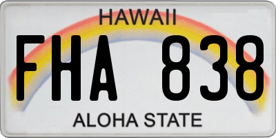 HI license plate FHA838