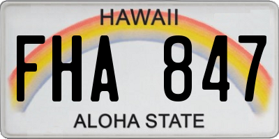 HI license plate FHA847