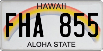 HI license plate FHA855