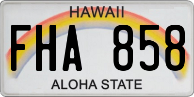 HI license plate FHA858