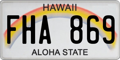 HI license plate FHA869