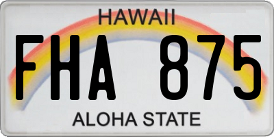 HI license plate FHA875