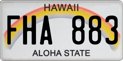 HI license plate FHA883