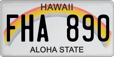 HI license plate FHA890