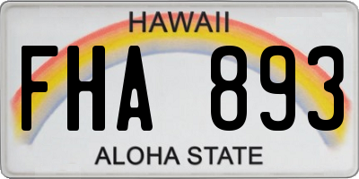 HI license plate FHA893