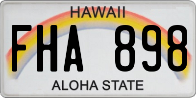 HI license plate FHA898