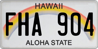 HI license plate FHA904