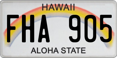 HI license plate FHA905