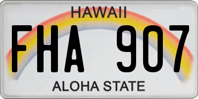 HI license plate FHA907
