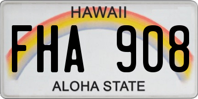 HI license plate FHA908