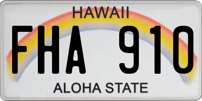 HI license plate FHA910