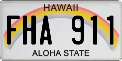 HI license plate FHA911