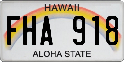HI license plate FHA918