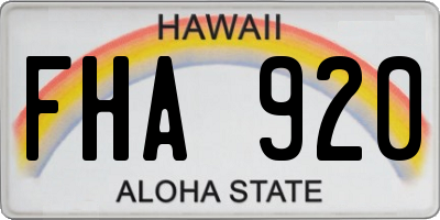 HI license plate FHA920