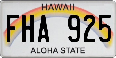 HI license plate FHA925