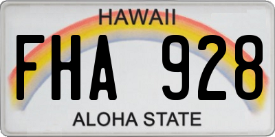 HI license plate FHA928
